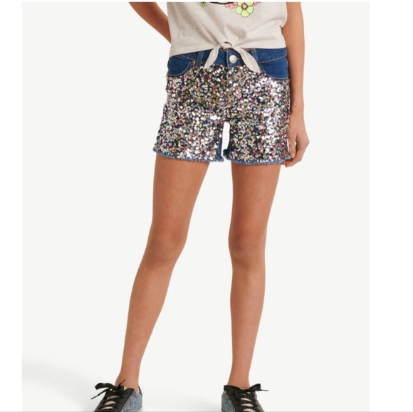 Justice Highrise Midi Sequin Shorts Girls - Picture 4 of 9